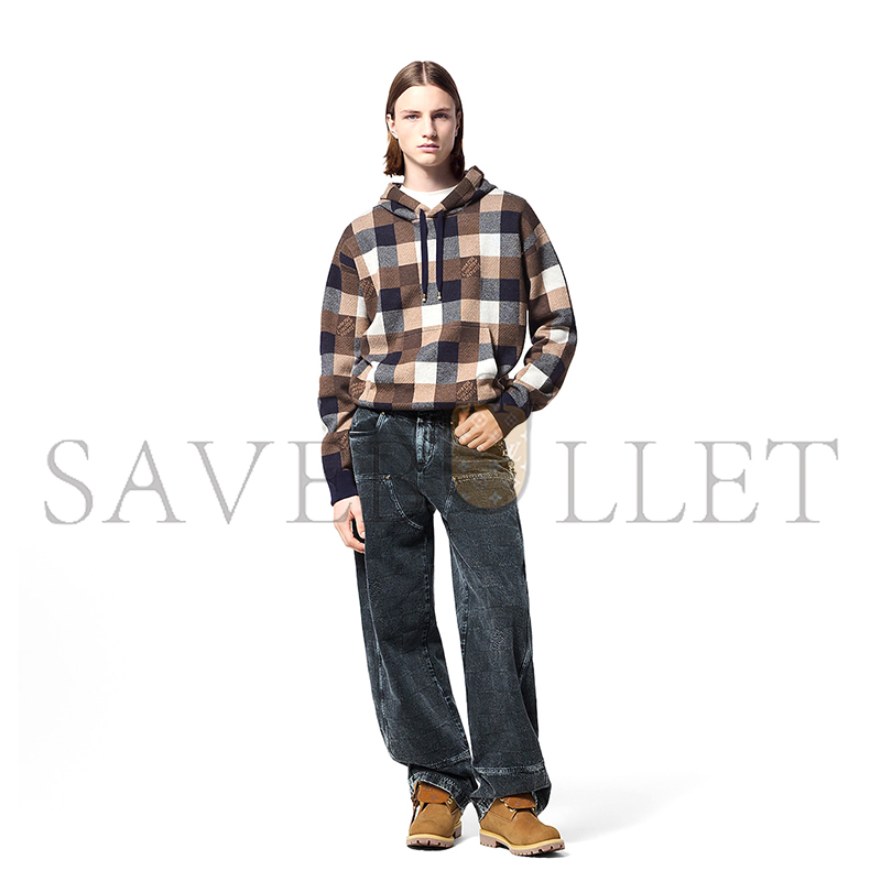 l0vis Vvtt0n damier checkered cashmere and wool blend hoodie 1afxju